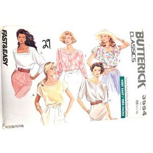 Butterick Classic #3954 Fast & Easy Pattern Blouse ©1989 Uncut Sizes 18-20-22